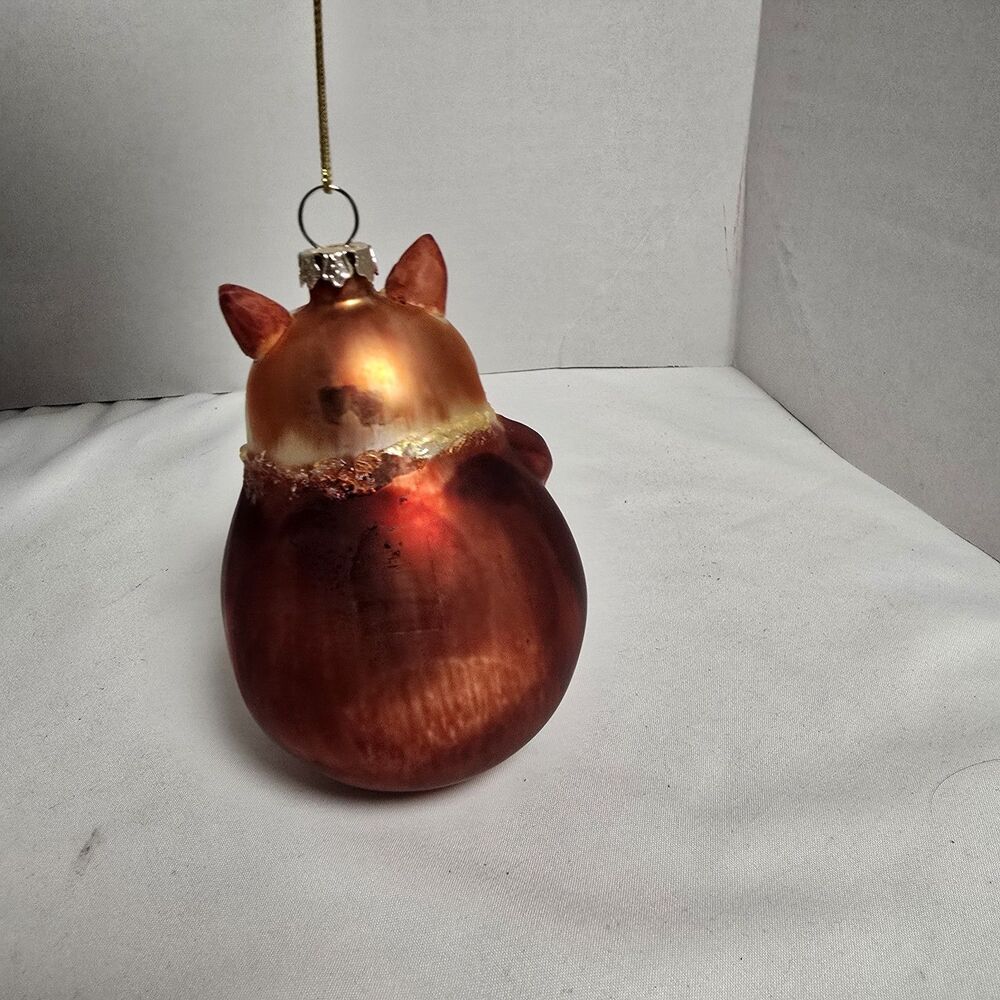 Smithsonian Institution Blown Glass Fat Ginger Green Eyed Cat Christmas Ornament - Picture 5 of 9
